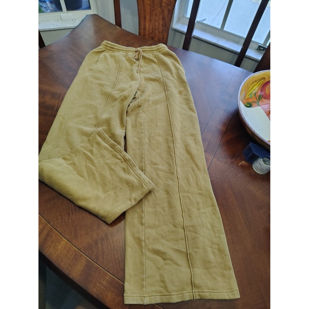 PINK Victoria's Secret Wide Leg Seam Front Sweatpants Mustard Yellow Small